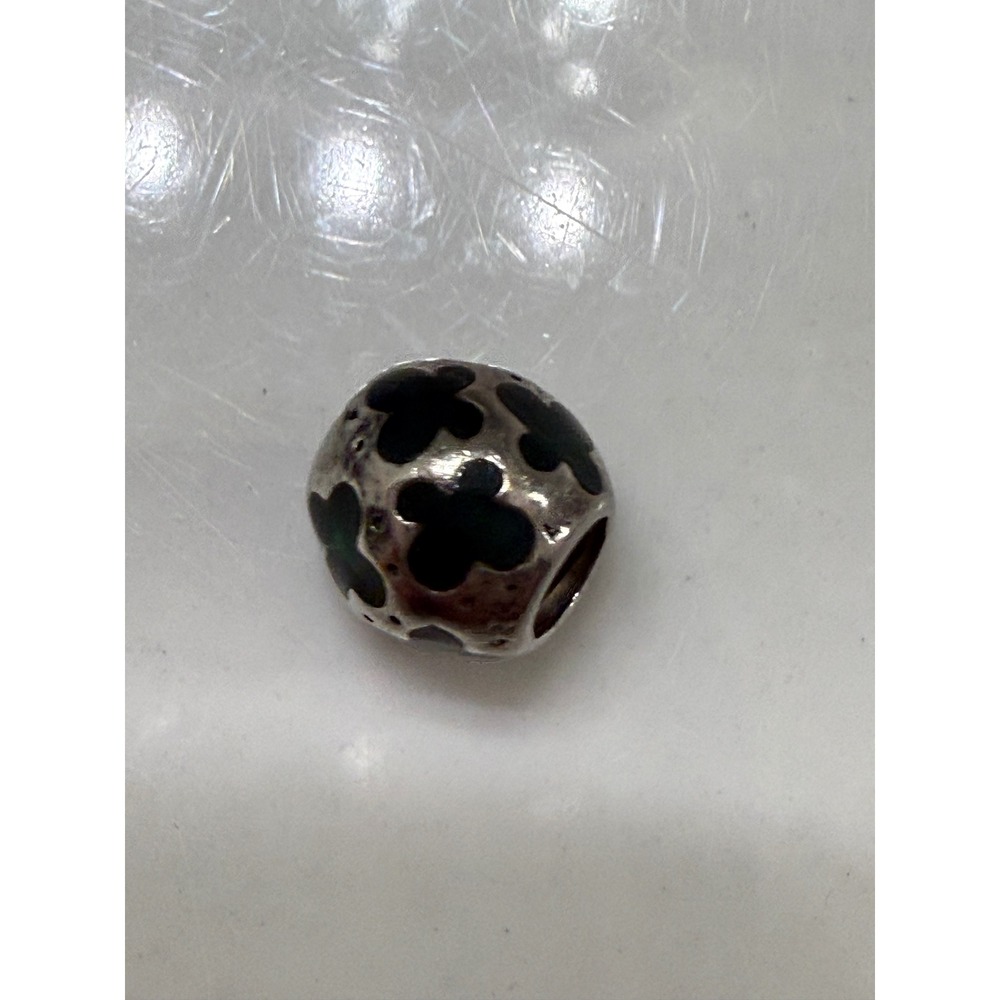 Retired Pandora Green Enamel Butterfly Spacer Sterling Silver Charm ALE 925